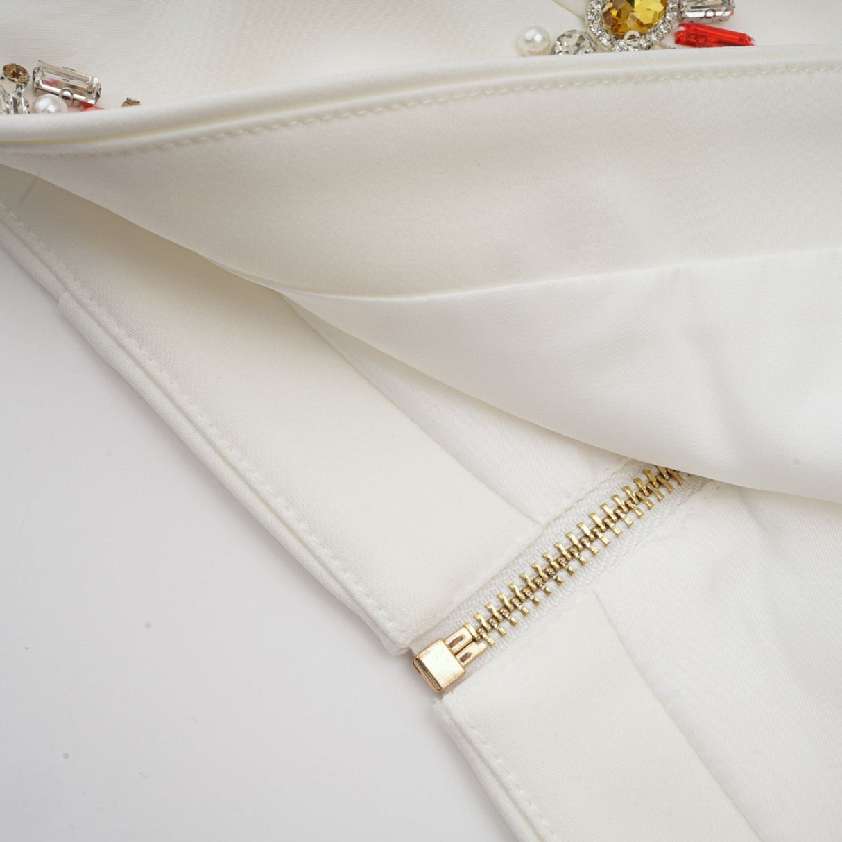 Rosaura Skirt & Top Set Crystal Embellished White