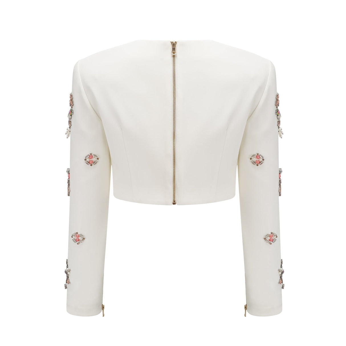 Rosaura Skirt & Top Set Crystal Embellished White