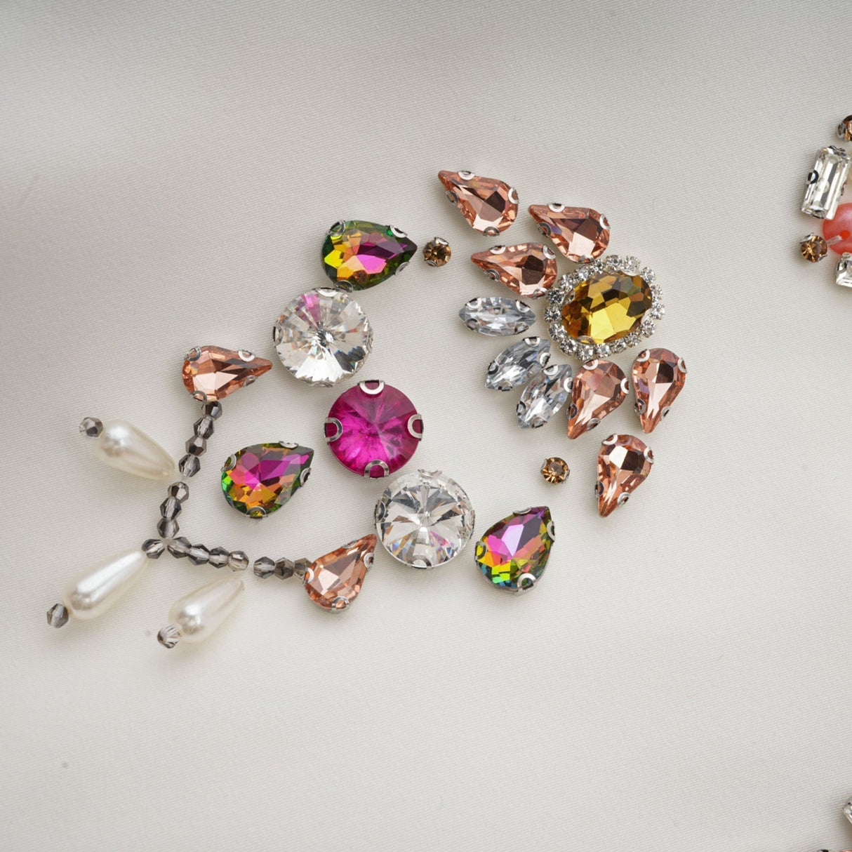 Rosaura Skirt & Top Set Crystal Embellished White