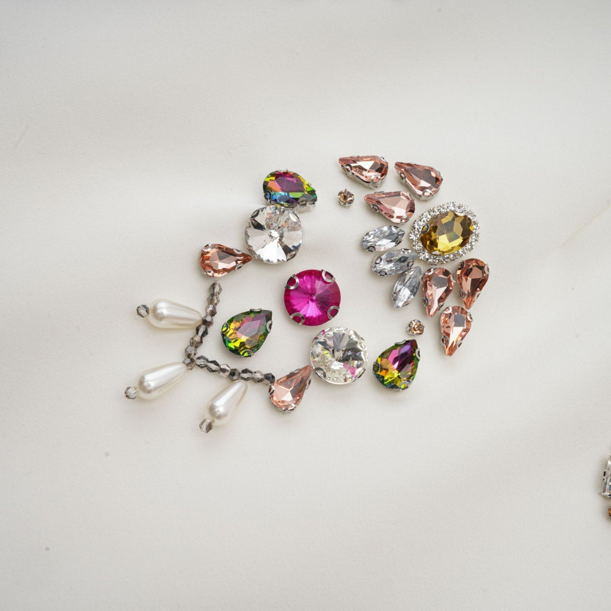 Rosaura Skirt & Top Set Crystal Embellished White