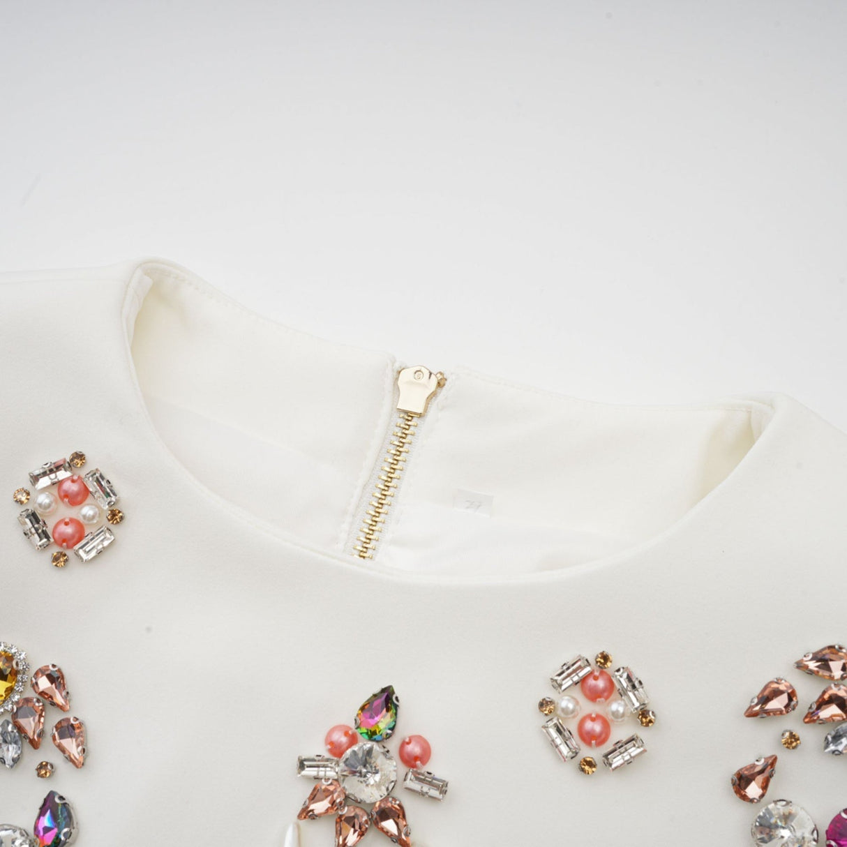 Rosaura Skirt & Top Set Crystal Embellished White