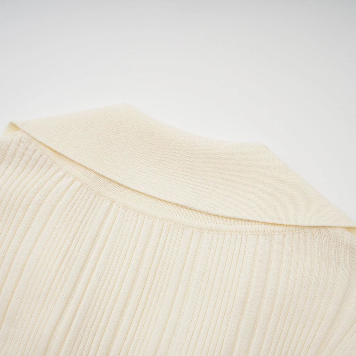 Rose Midi Dress Neutrals Ribbed - Knit Flared Pockets Button - Front & V - Neck