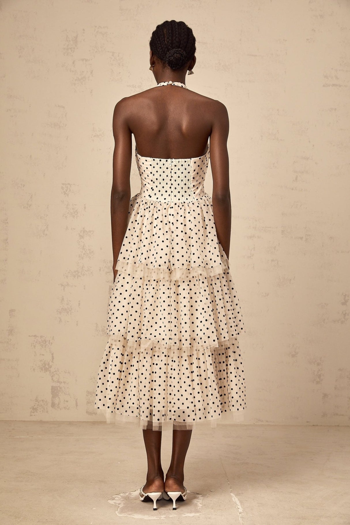 Rosetta Midi Dress Polkadot Tiered Tulle Structure