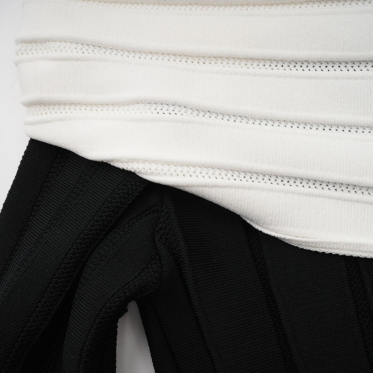 Rosetta Mini Dress Off Shoulder Bow Flare Black & White