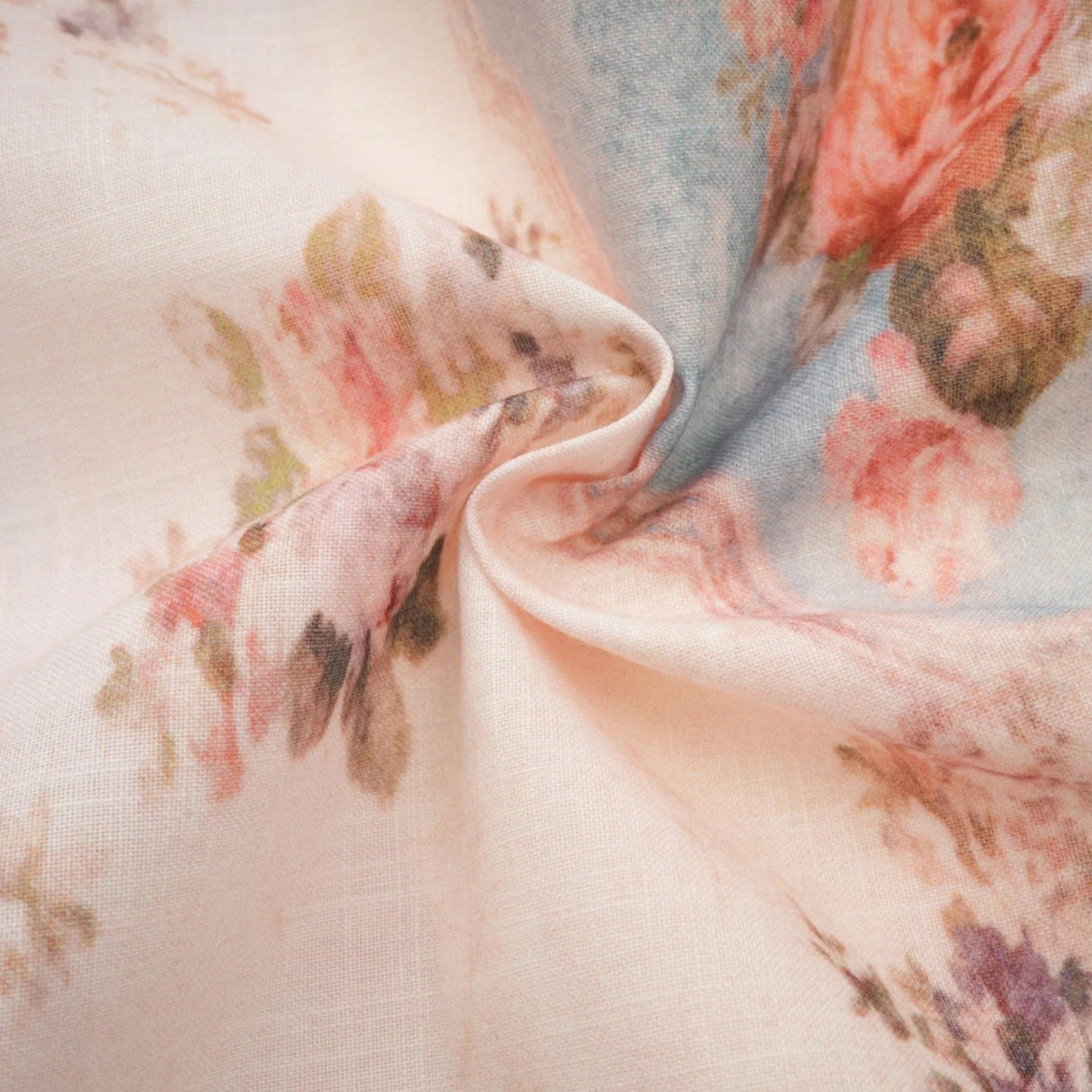 Rosetta Mini Dress White & Blue Floral V - Neck Button Fastening