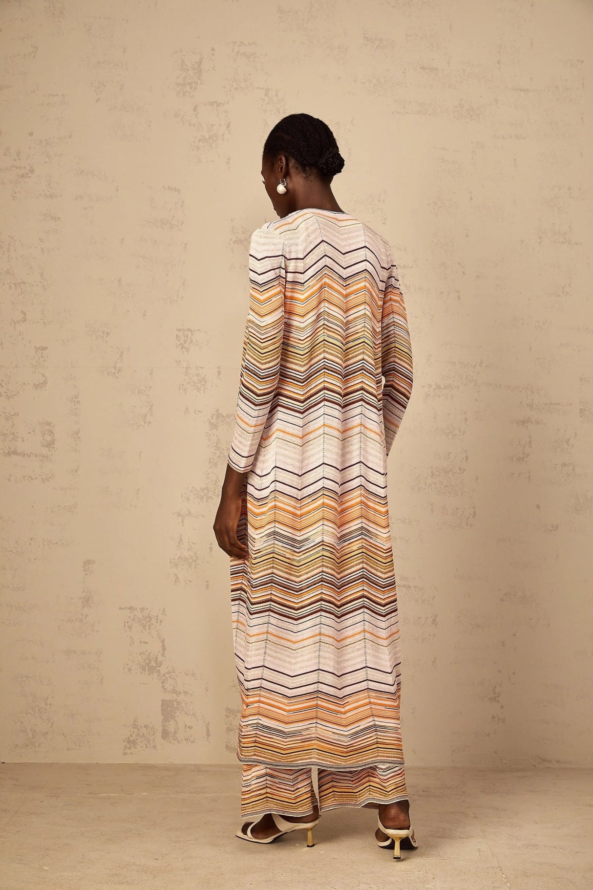 Rossella Cardigan Multicolor Stripe Knit Midi & Open Front