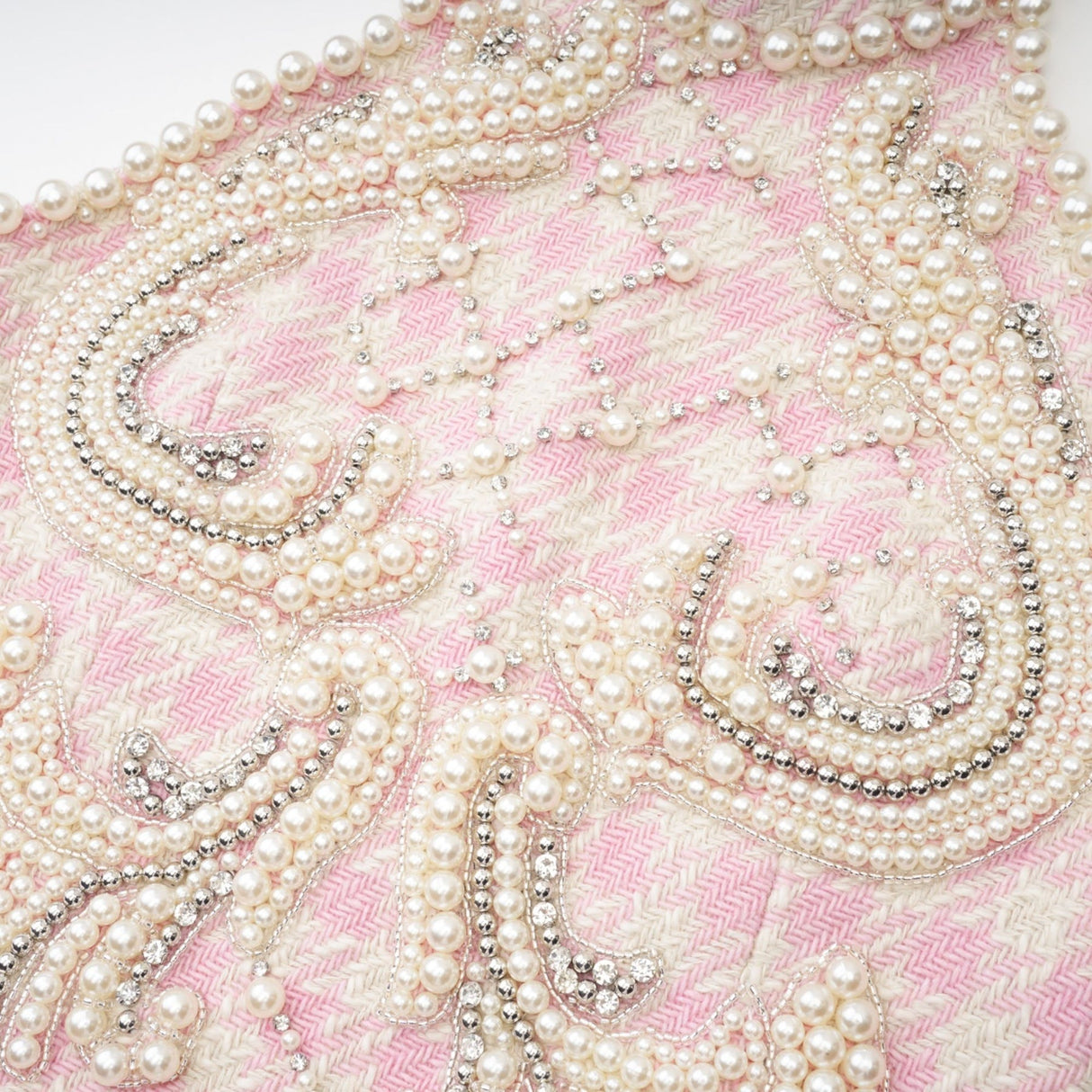 Rowan Mini Dress Pink Halterneck with Faux Pearl Embellishment