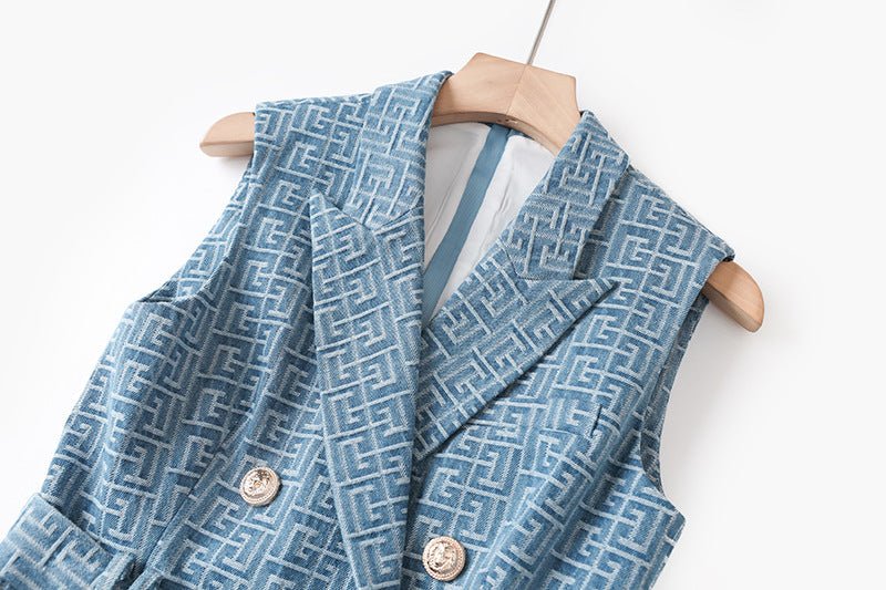 Ruby Dress - Tailored Sleeveless Silhouette - Double - Breasted Belted Design - Fitted Waist - Elegant Chic Look