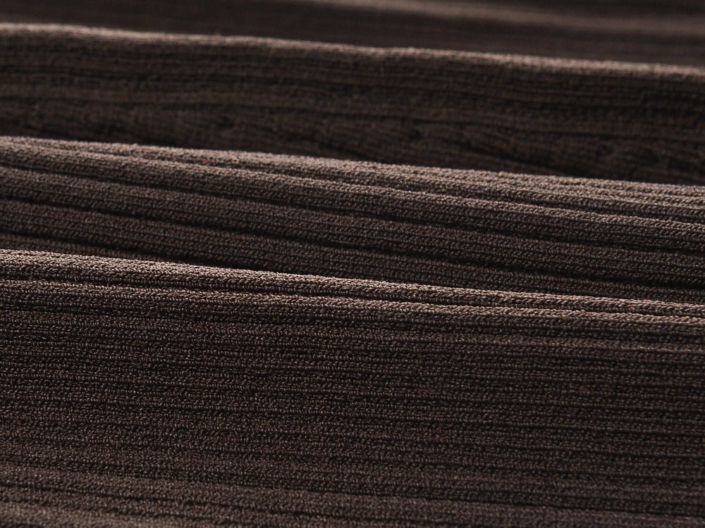 Ruby Maxi Dress - Form - fitting Silhouette - Button - Up Collar - Tailored Fit - Ribbed Knit Material - Gold Button Details