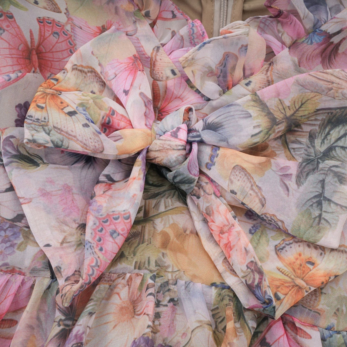 Ruby Midi Dress Pink Floral Flounce & Tulle Side Slit