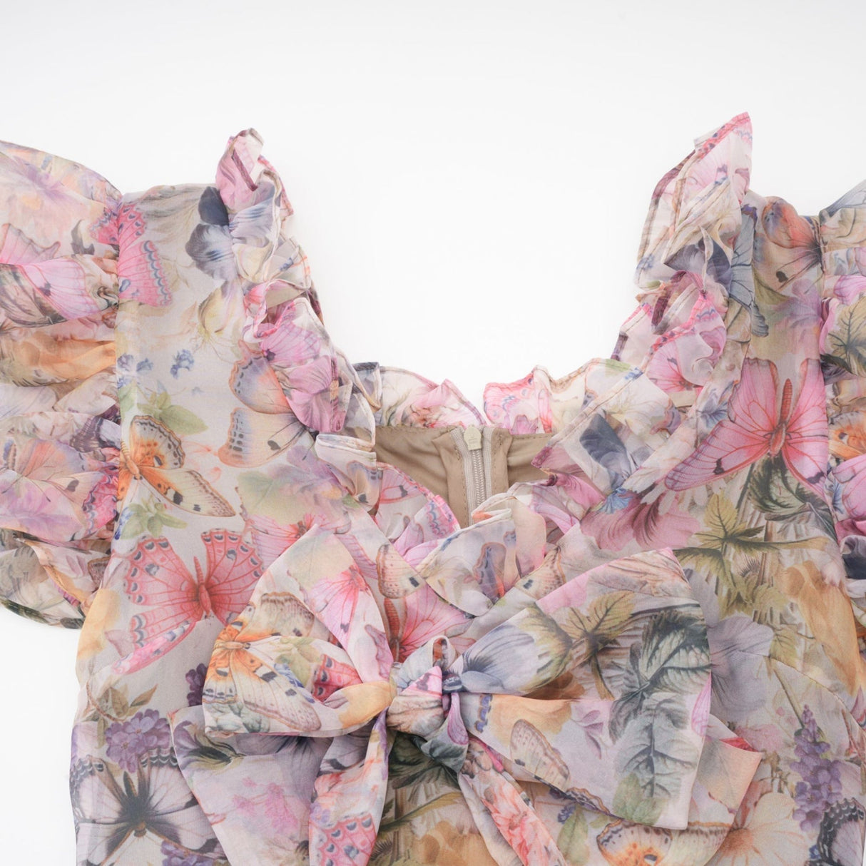 Ruby Midi Dress Pink Floral Flounce & Tulle Side Slit