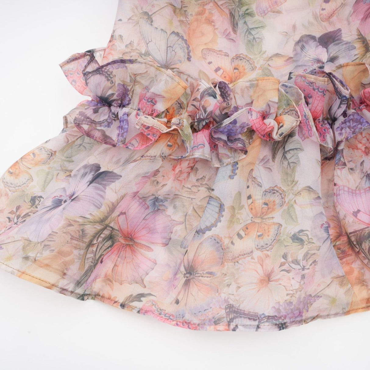 Ruby Midi Dress Pink Floral Flounce & Tulle Side Slit