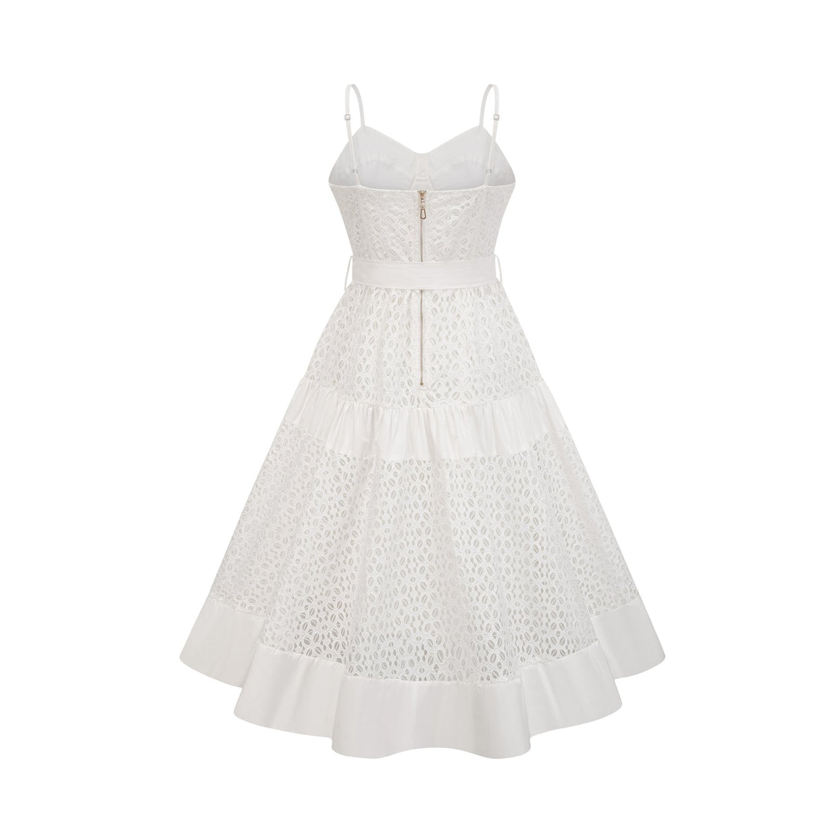 Rylan Midi Dress White Cut Out Belted Spaghetti Straps