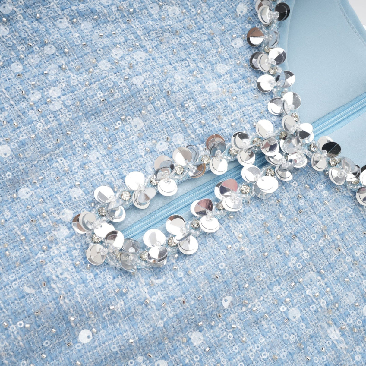 Rylee Mini Dress Blue Tweed Sequin Embellished