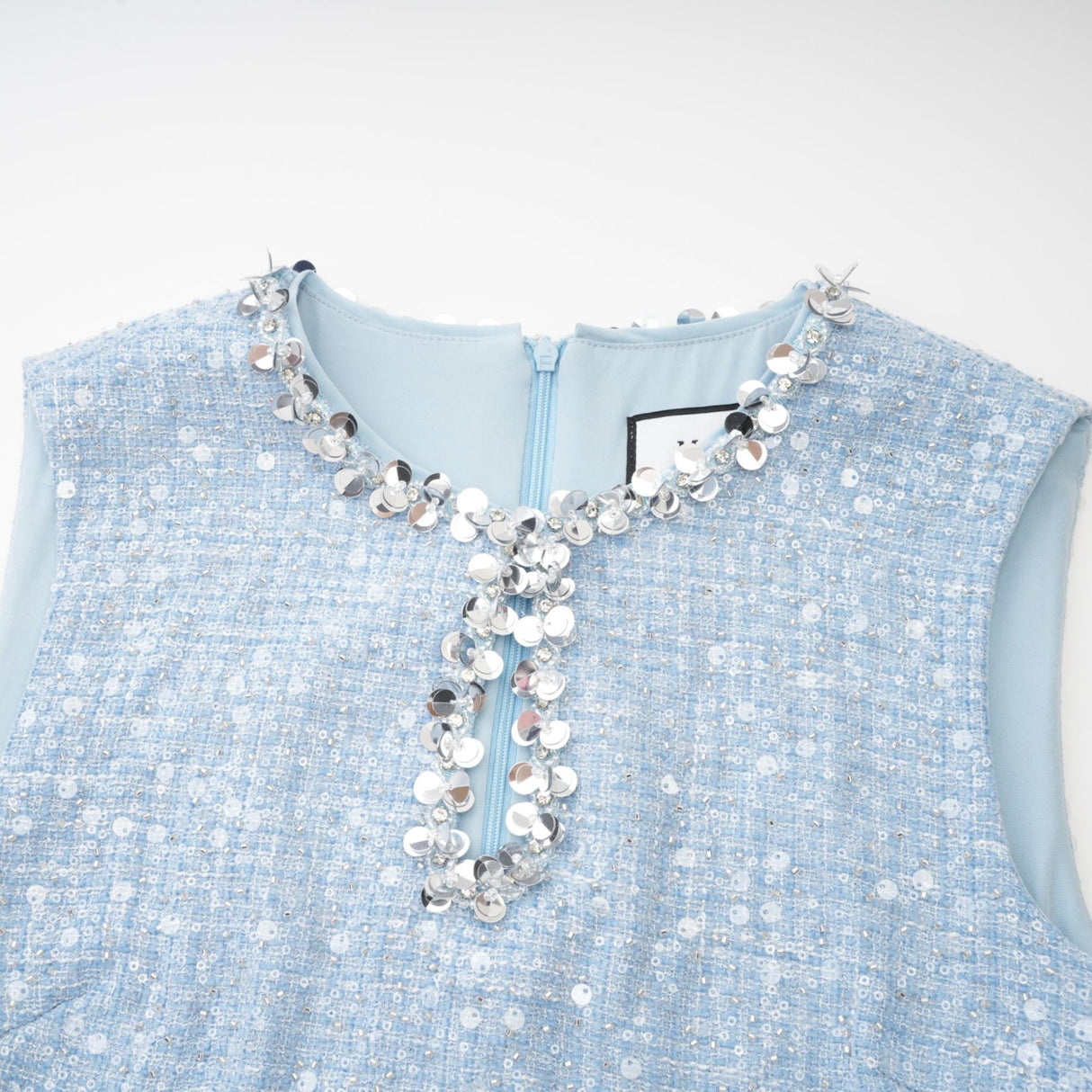 Rylee Mini Dress Blue Tweed Sequin Embellished