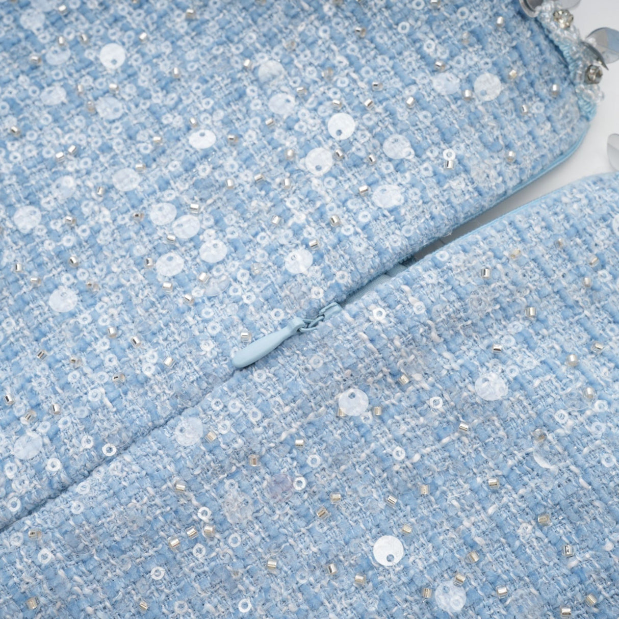 Rylee Mini Dress Blue Tweed Sequin Embellished