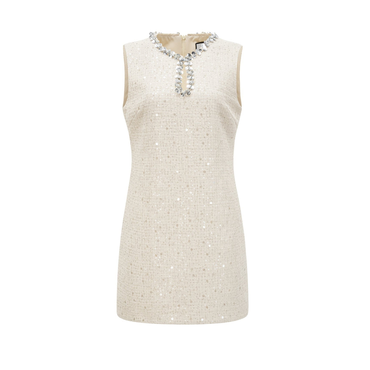 Rylee Mini Dress Blue Tweed Sequin Embellished in White