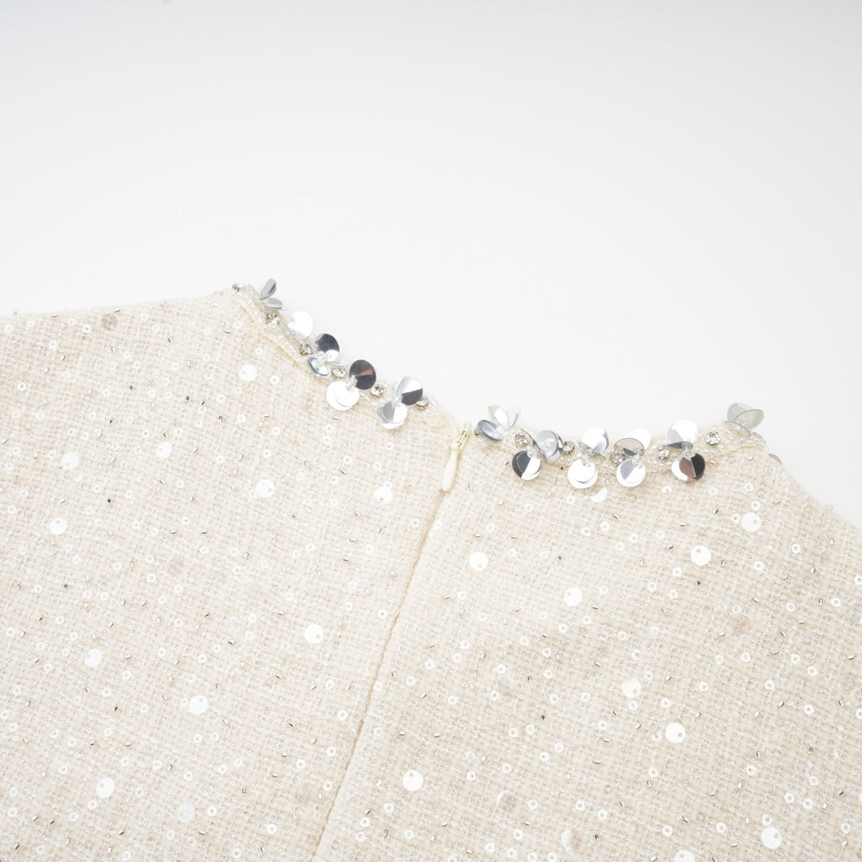 Rylee Mini Dress Blue Tweed Sequin Embellished in White