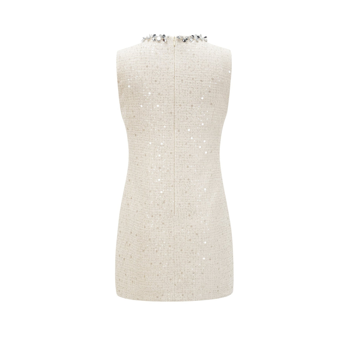 Rylee Mini Dress Blue Tweed Sequin Embellished in White