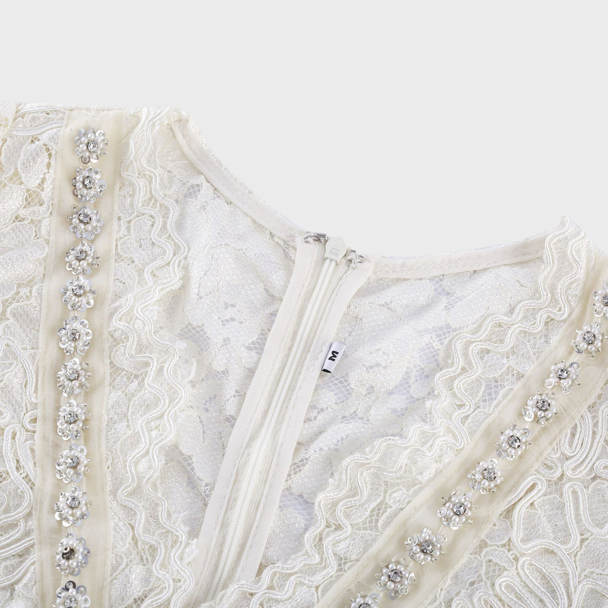 Sabrina Midi Dress White Crystal Embellished