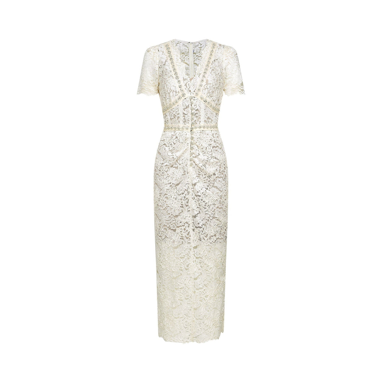 Sabrina Midi Dress White Crystal Embellished