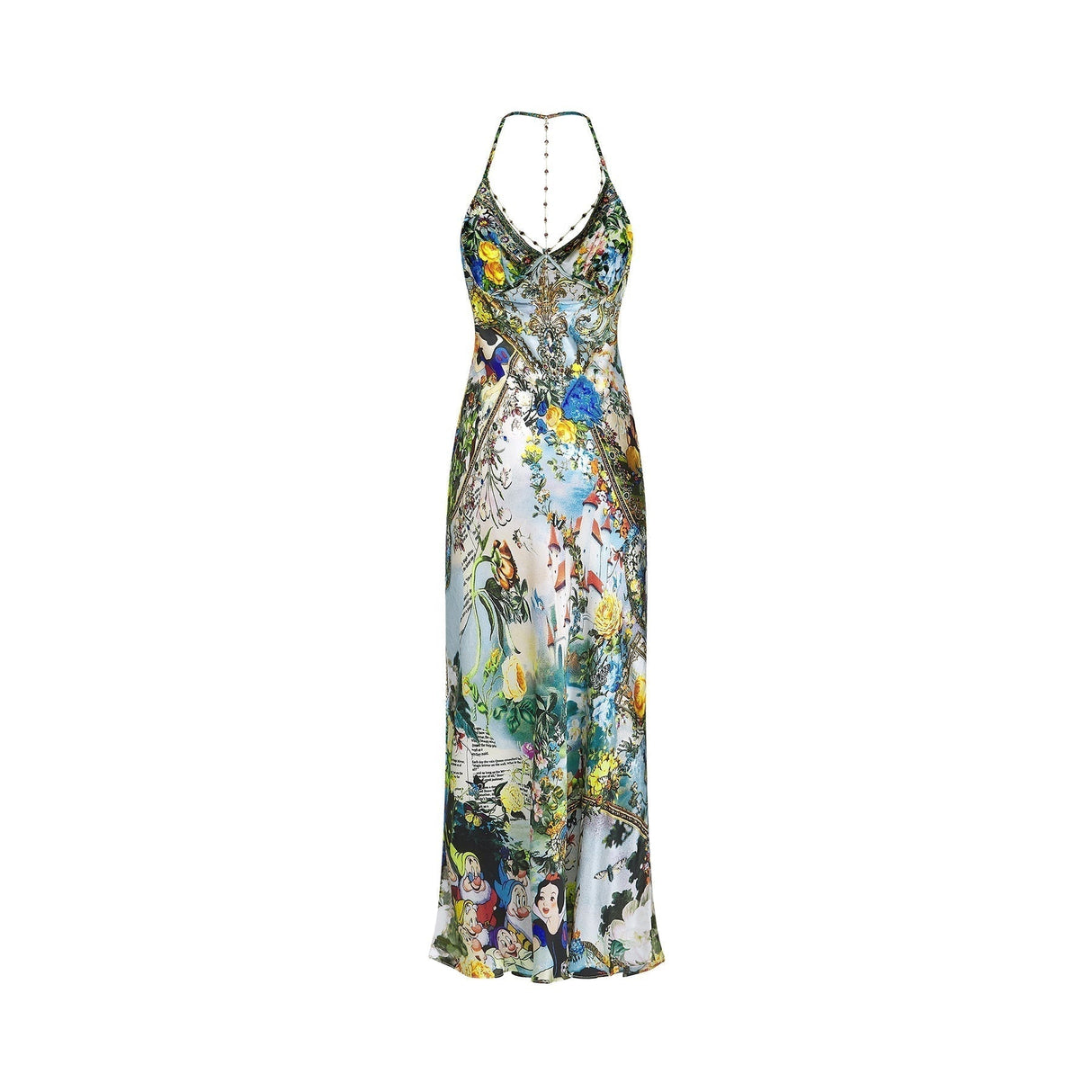 Sabrina Silk Floral Slip Dress with Chain Detail & Bias Cut