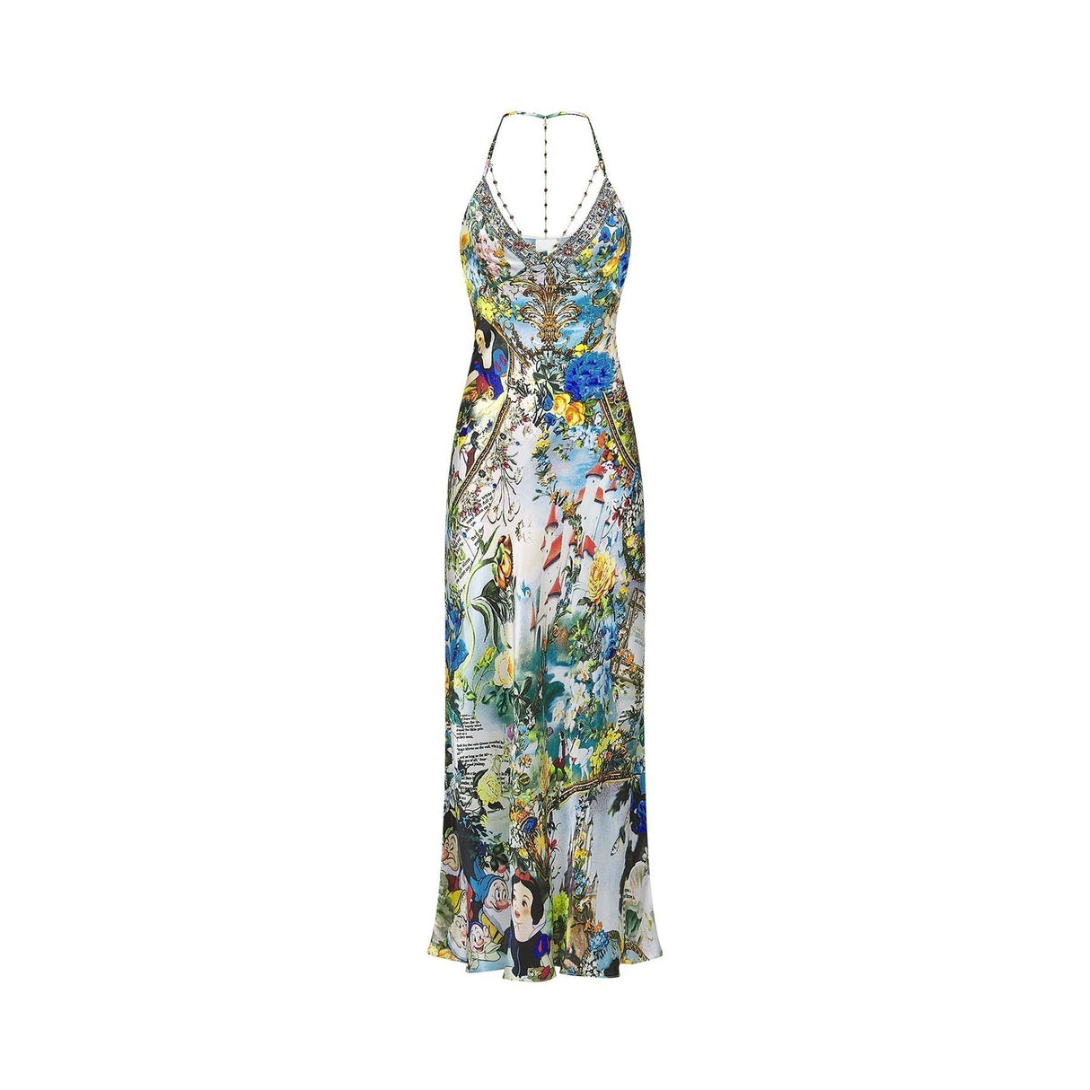 Sabrina Silk Floral Slip Dress with Chain Detail & Bias Cut