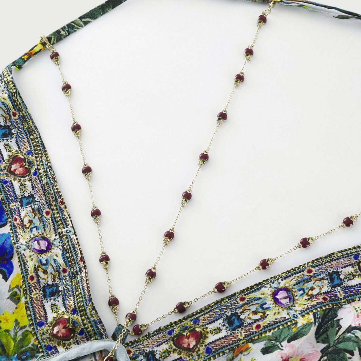 Sabrina Silk Floral Slip Dress with Chain Detail & Bias Cut