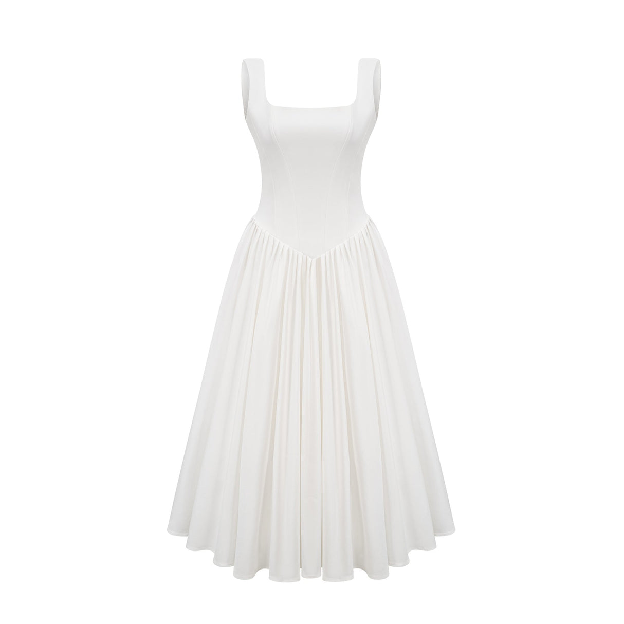 Sadie White Ankle - Length Corset Dress With Square Neckline