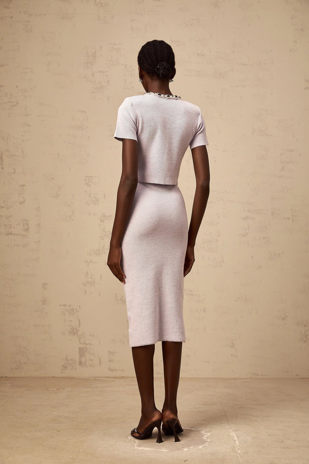 Sage Top & Skirt Set Beaded Knit & - Purple Embellished Matching Outfit