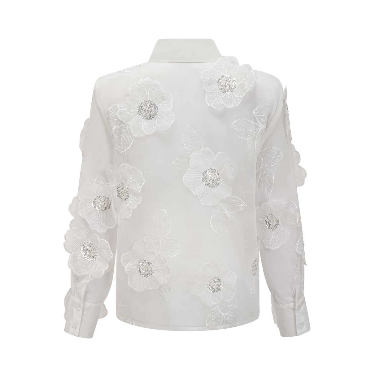 Sandra Shirt Sandra White Crystal Embellished Sheer Shirt