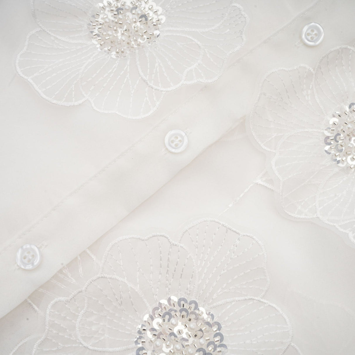 Sandra Shirt Sandra White Crystal Embellished Sheer Shirt