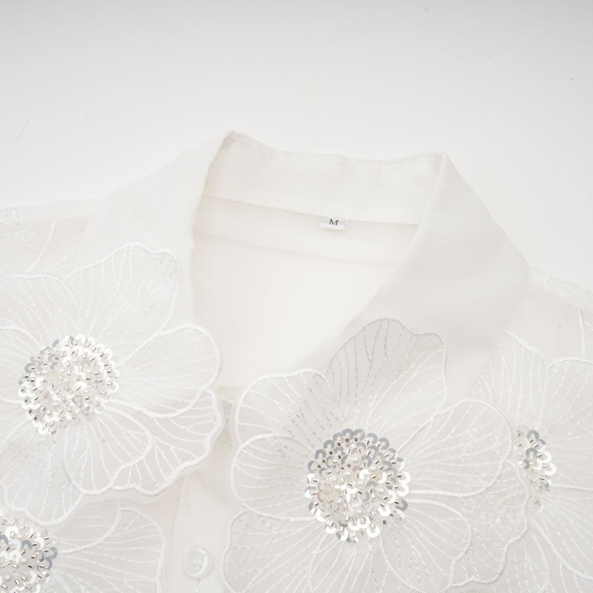 Sandra Shirt Sandra White Crystal Embellished Sheer Shirt