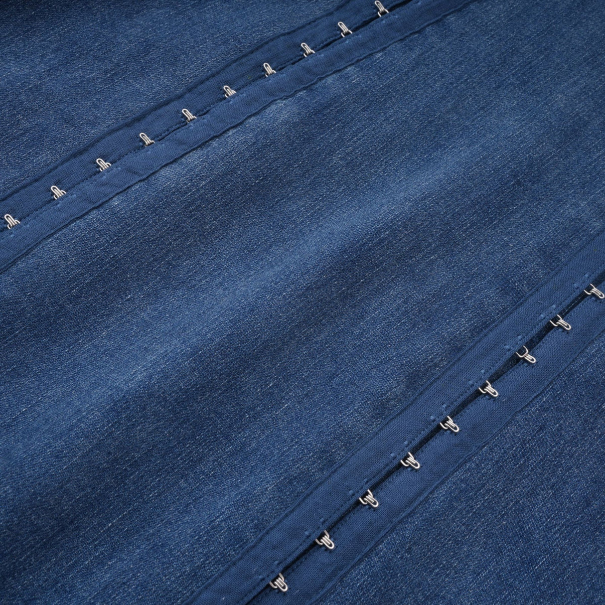 Santa Denim Mini Dress with Floral Applique & Corset Style