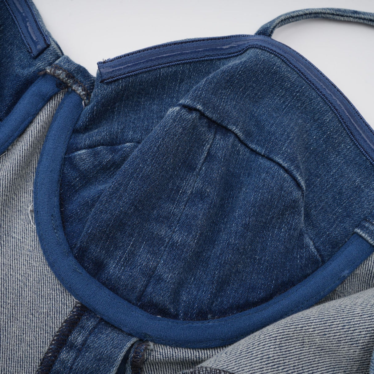 Santa Denim Mini Dress with Floral Applique & Corset Style