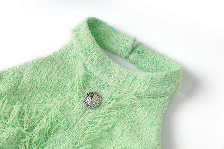 Santa Dress - Fitted Halter Neck Silhouette - Textured Fabric With Embellishments - Tailored Fit - Rhinestone Accents & Button Closure