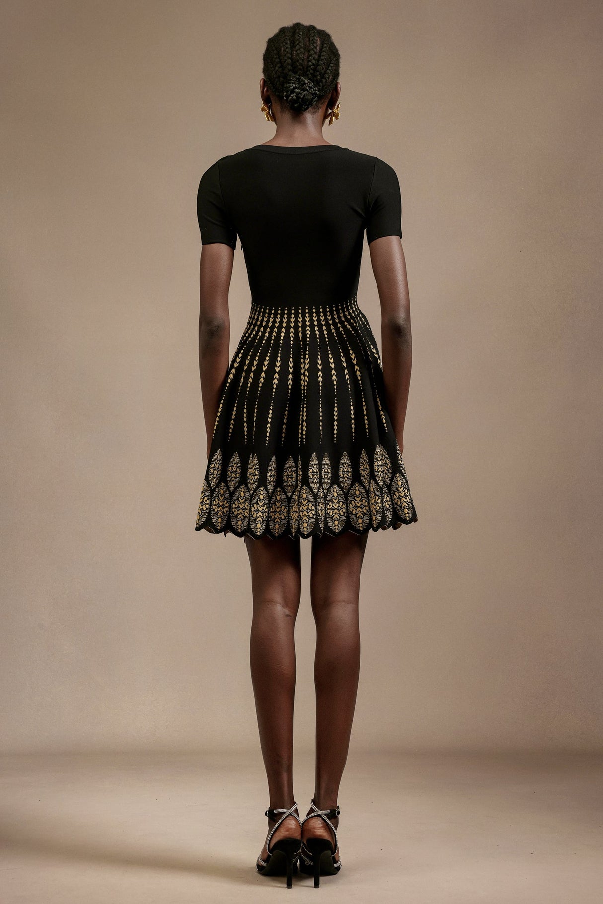 Santa Emilee Black Jacquard Mini Dress