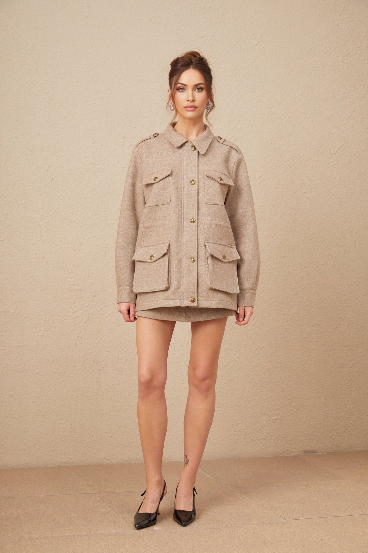 Santa Jacket & Culottes Khaki Twill Set