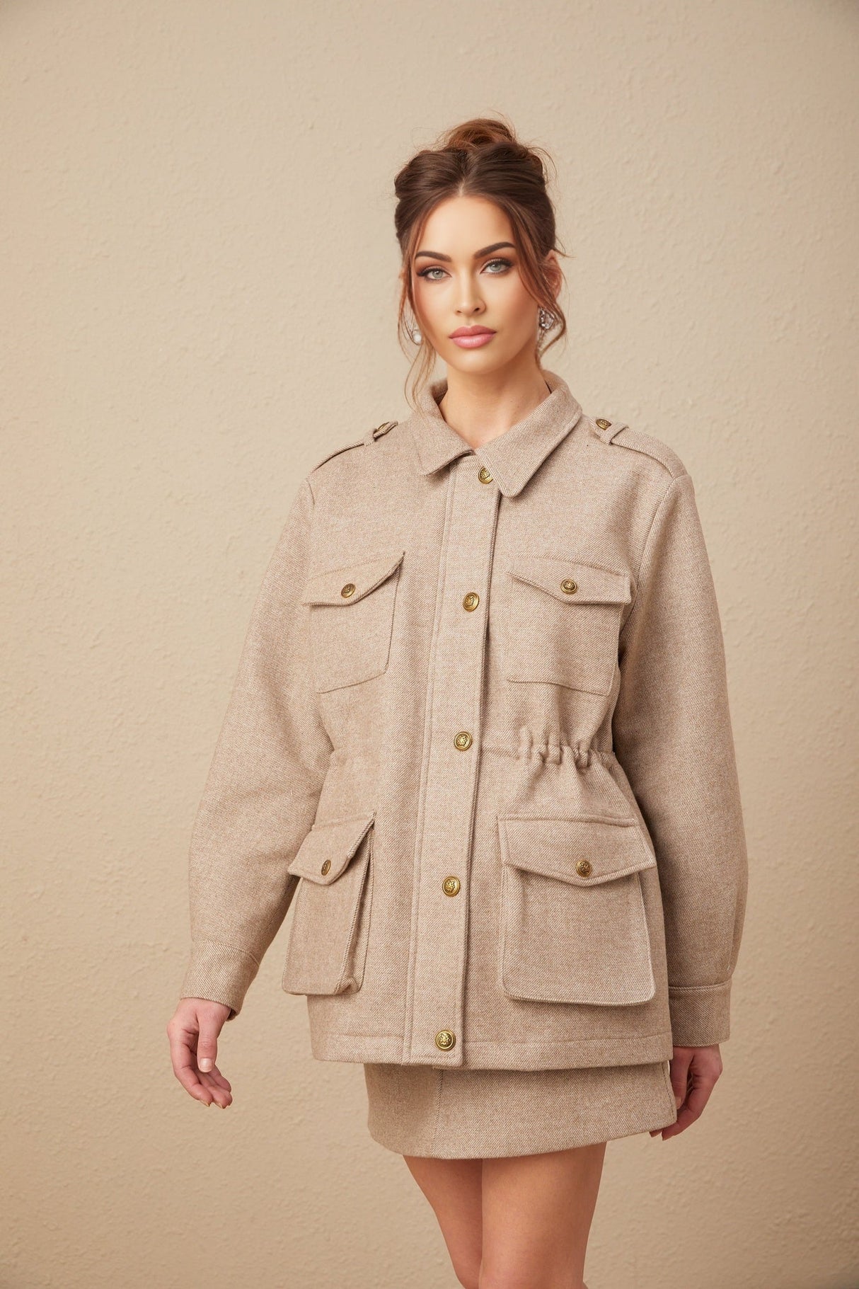 Santa Jacket & Culottes Khaki Twill Set