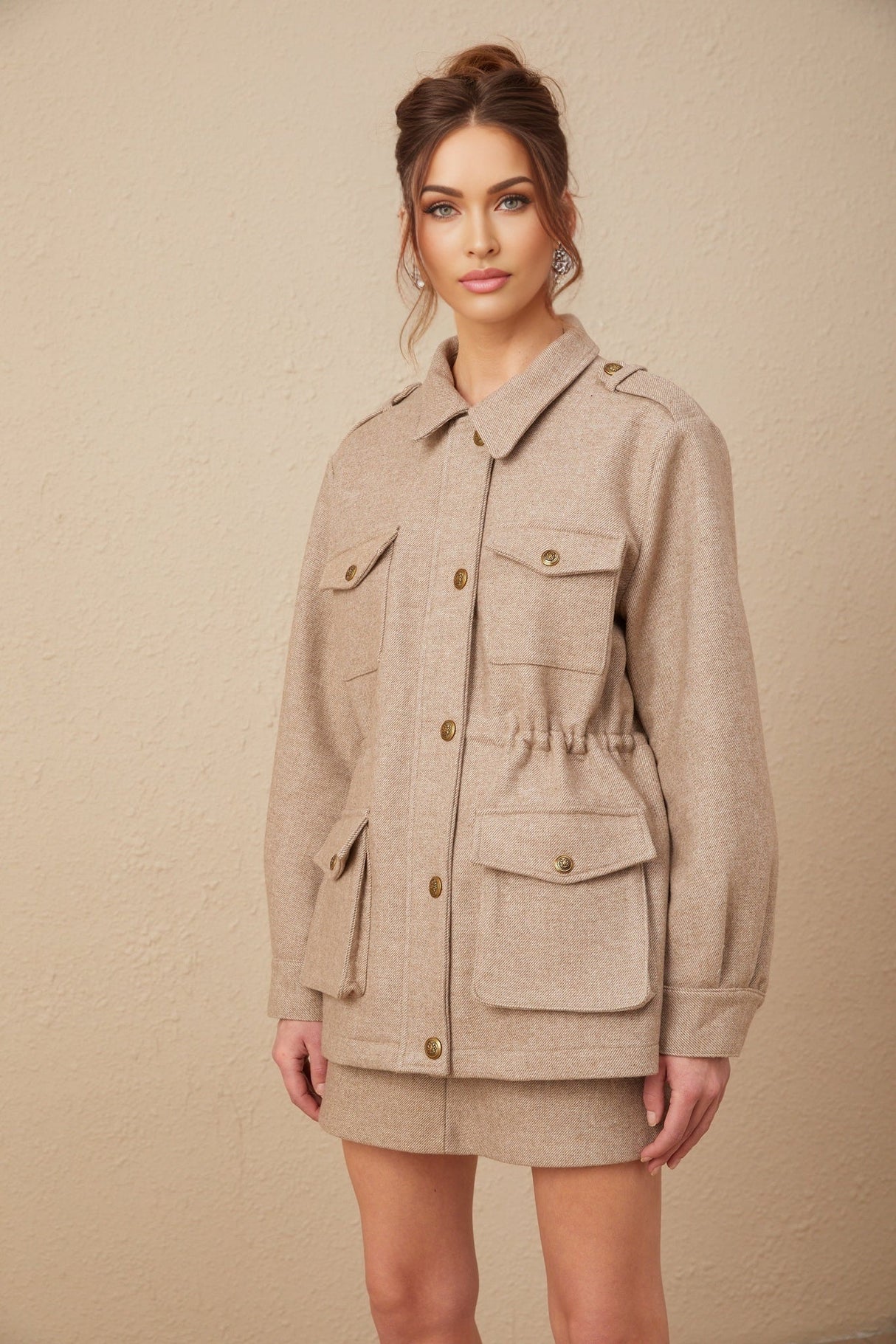 Santa Jacket & Culottes Khaki Twill Set