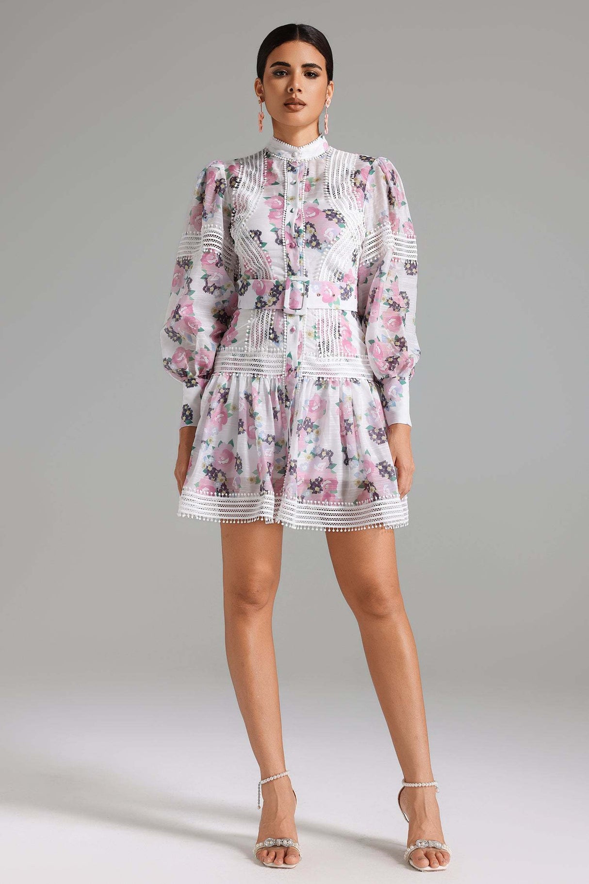 Santa Pink Floral Lace Dress