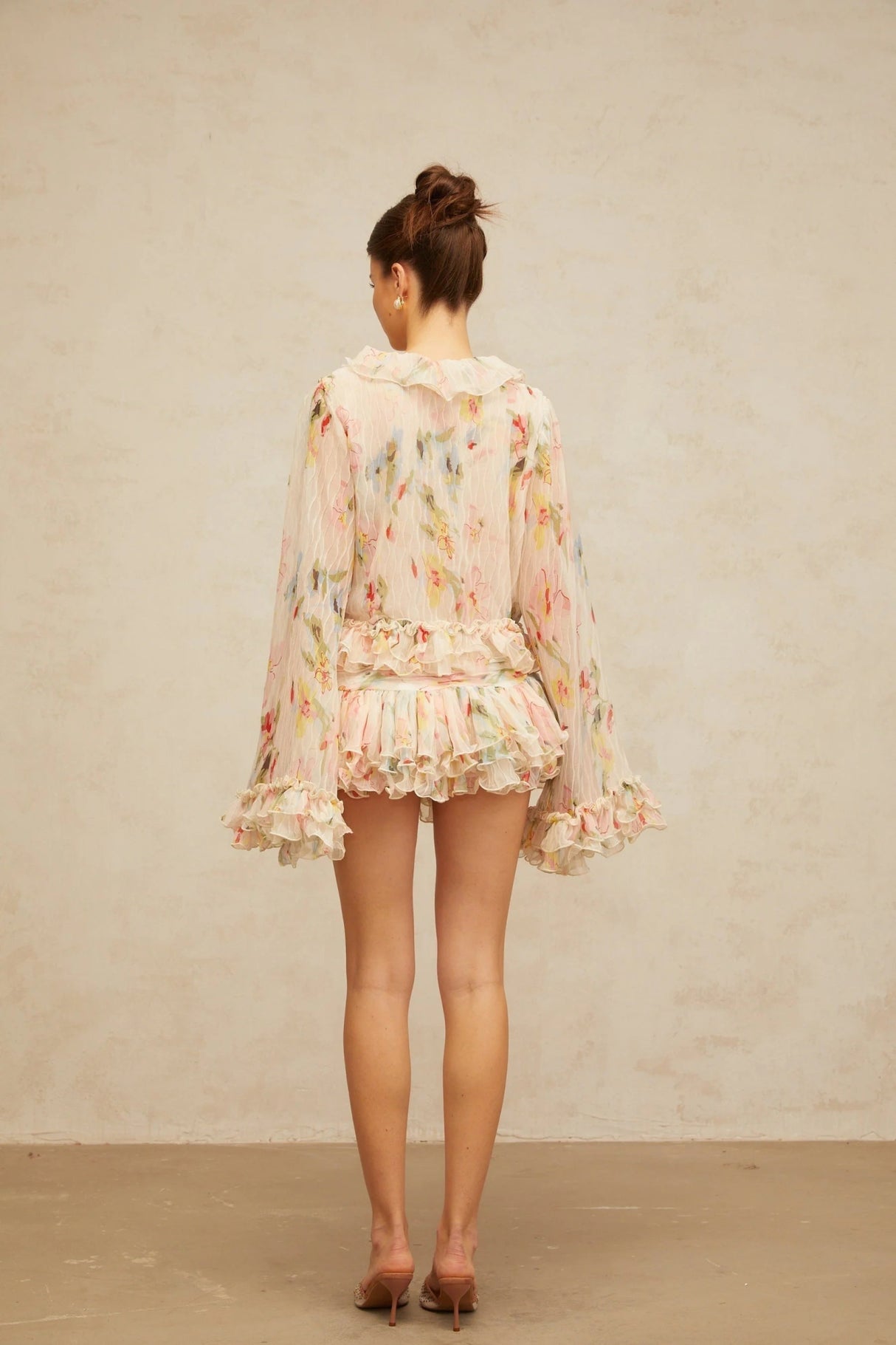 Sara Blouse & Skirt Set Floral Print Tiered Design