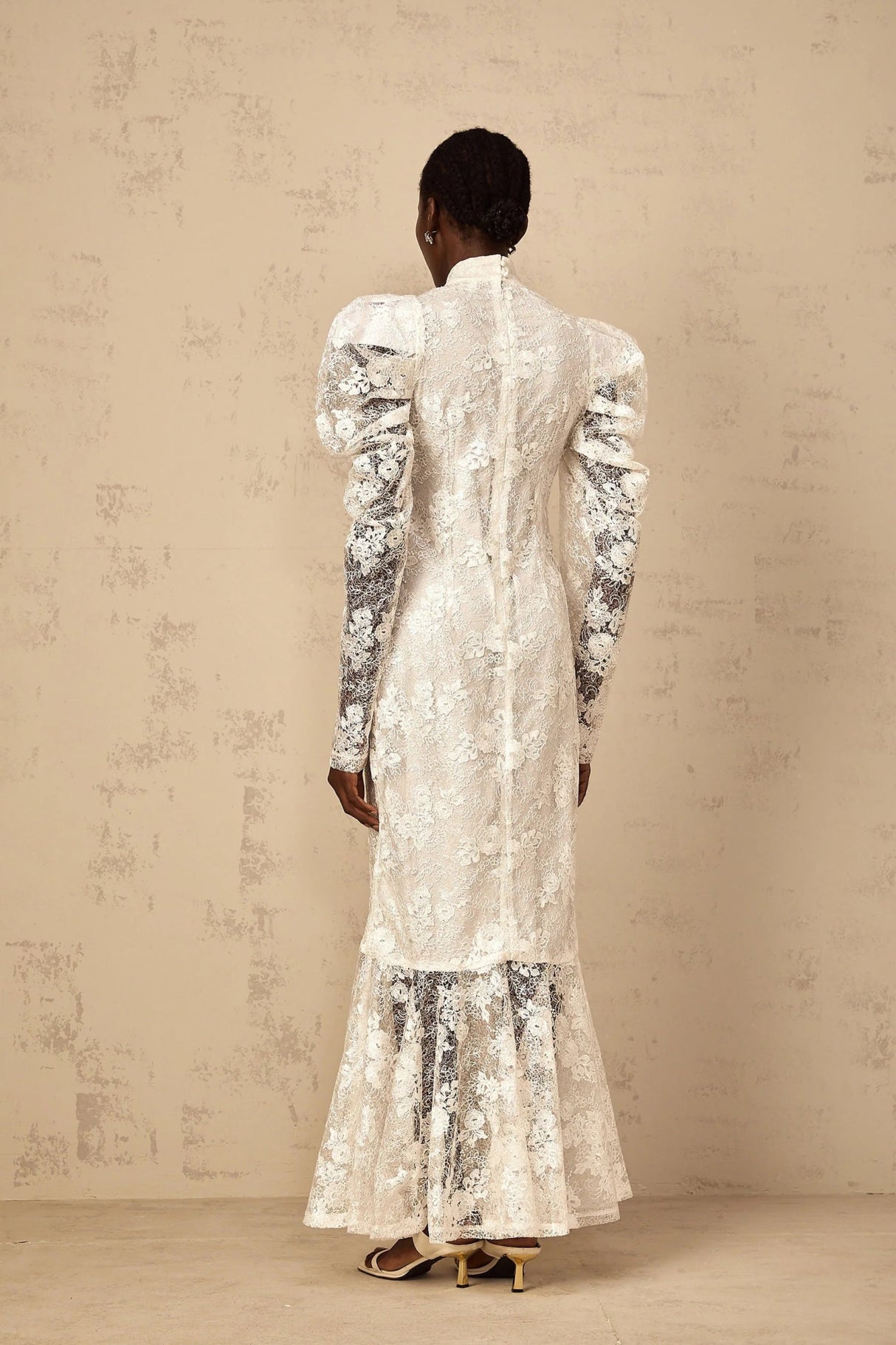 Sara Maxi Dress White Floral Lace Mermaid & Sequin Detailing