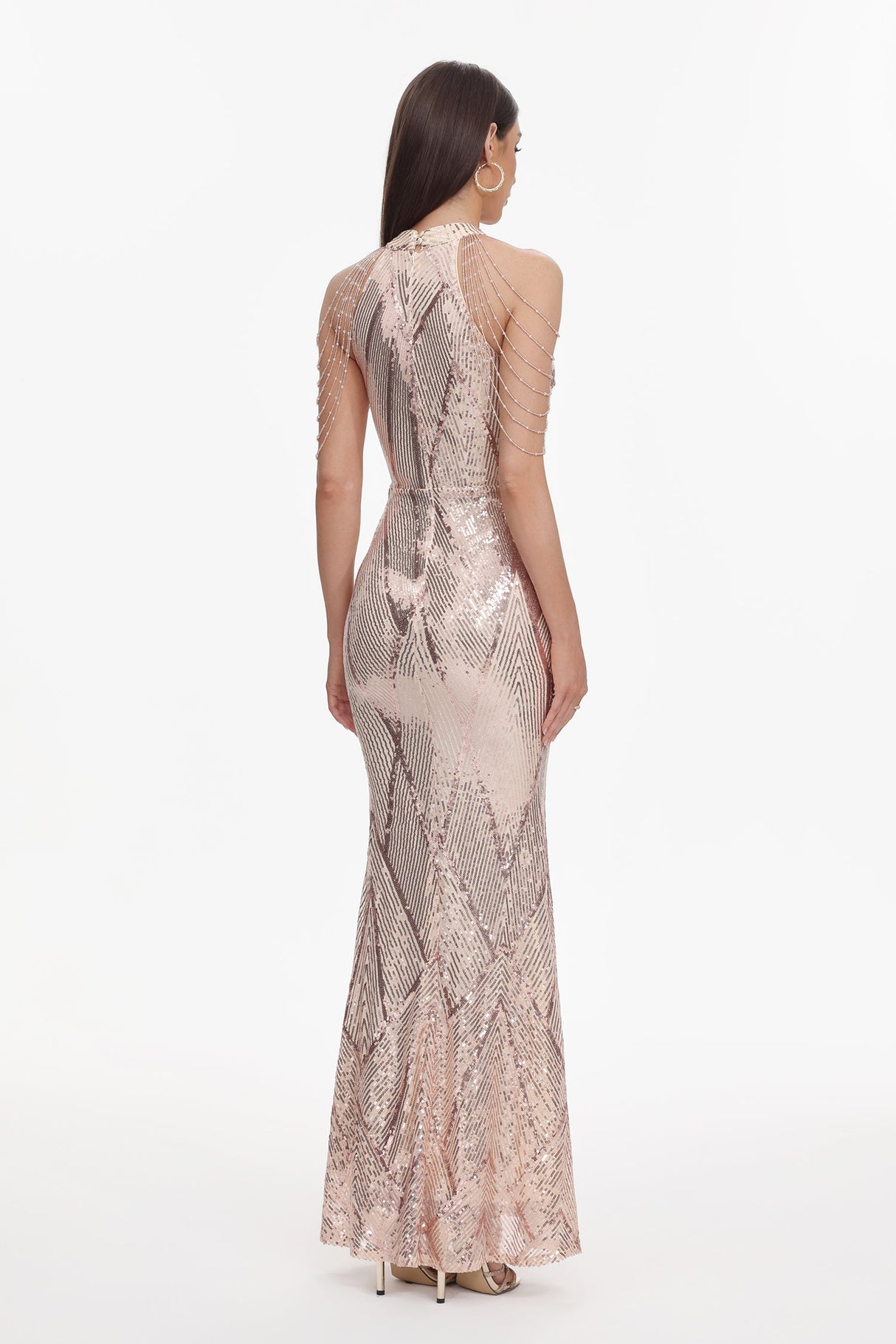 Sara Pink Sequin Maxi Dress for Special Occasions