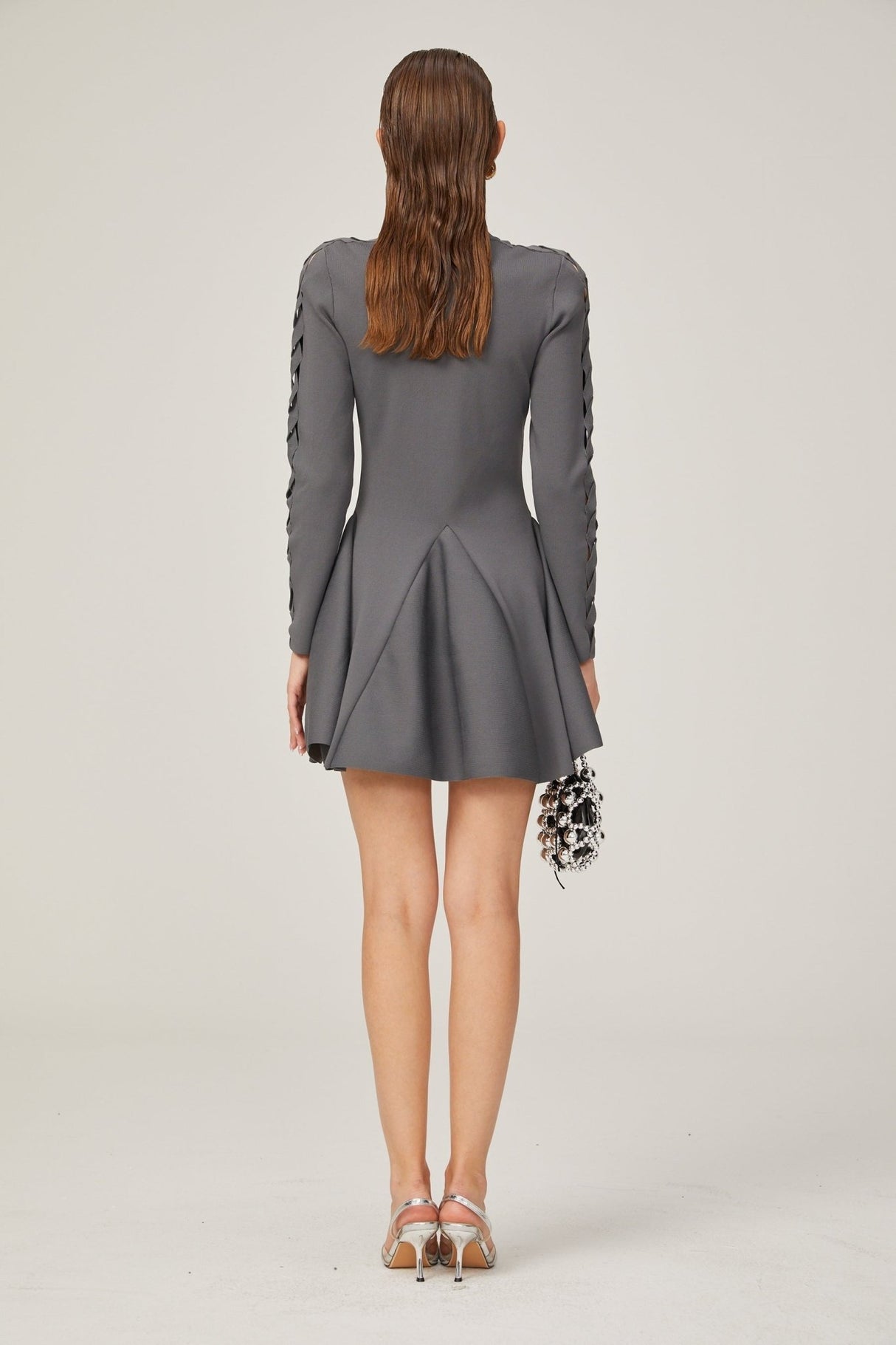 Sarai Mini Dress Sarai Grey Cut Out Flare Knit Mini Dress