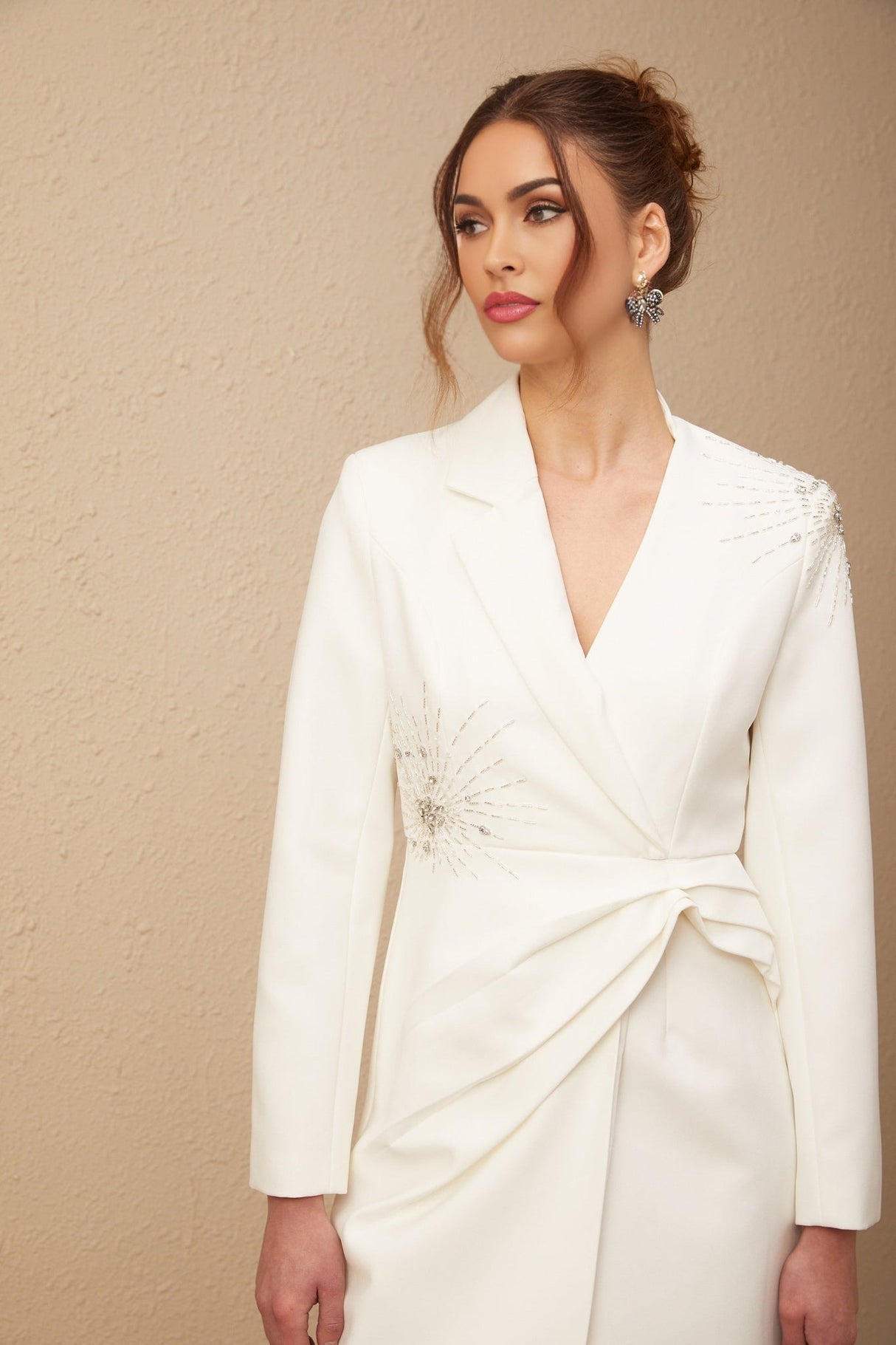 Savannah Blazer Crystal Embellished Asymmetric Dress