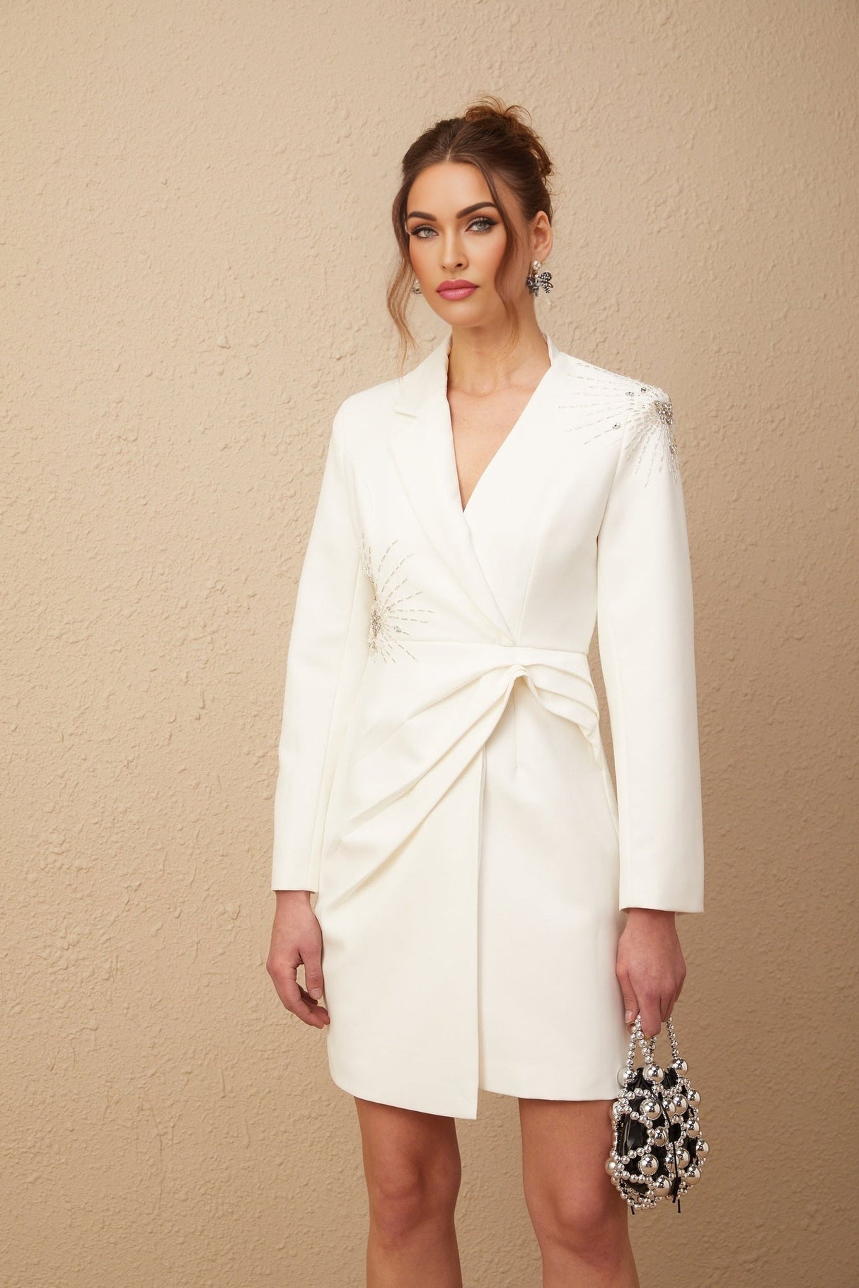 Savannah Blazer Crystal Embellished Asymmetric Dress