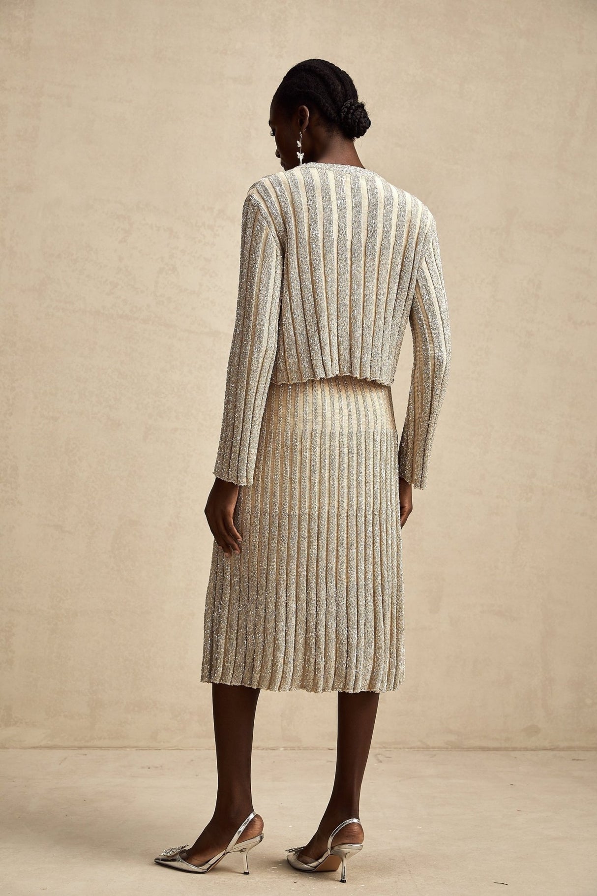 Scarlett Skirt & Top Set Champagne Sequin Knit