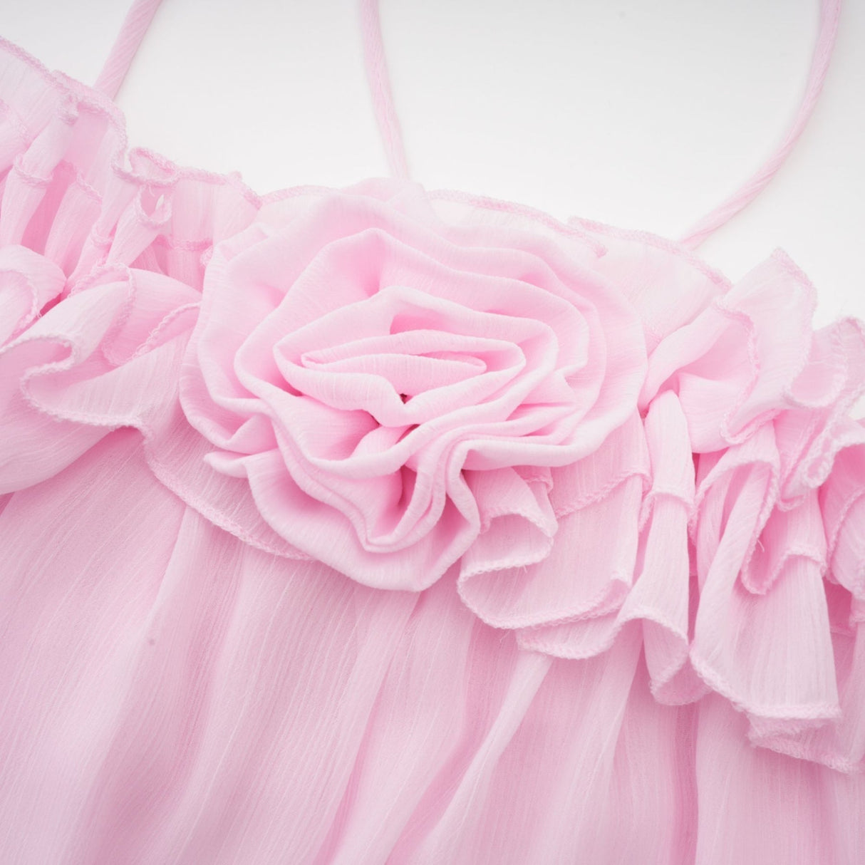 Selena Top Pink Strapless Halterneck Floral Applique