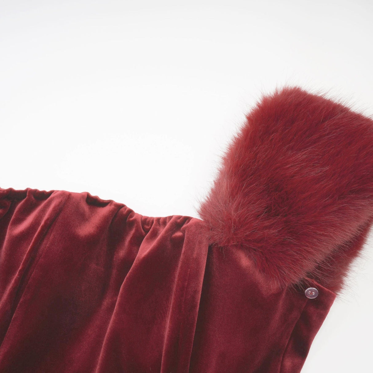 Selena Velvet Strapless Mini Dress With Faux Fur Collar